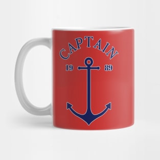 Captain anchor on thin red navy stripes marine style Mug